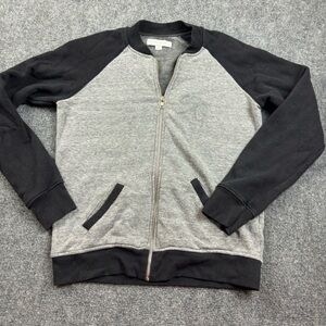 SPIRITUAL GANGSTER Women’s Grey/Black Zip Up Sweatshirt embellished logo Small